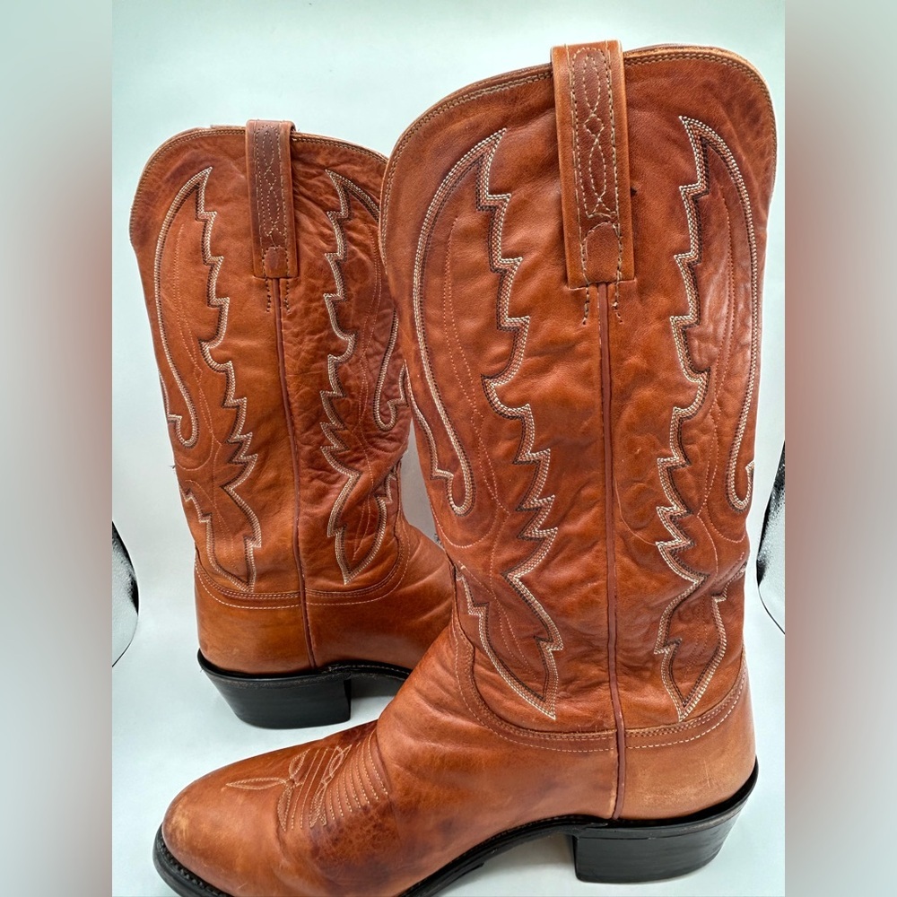 Lucchese 1883 Men’s Cowboy Western Boots Camel Brown Leather Men’s Size 8.5 2E - Picture 7 of 14